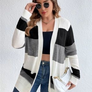 color block duster cardigan